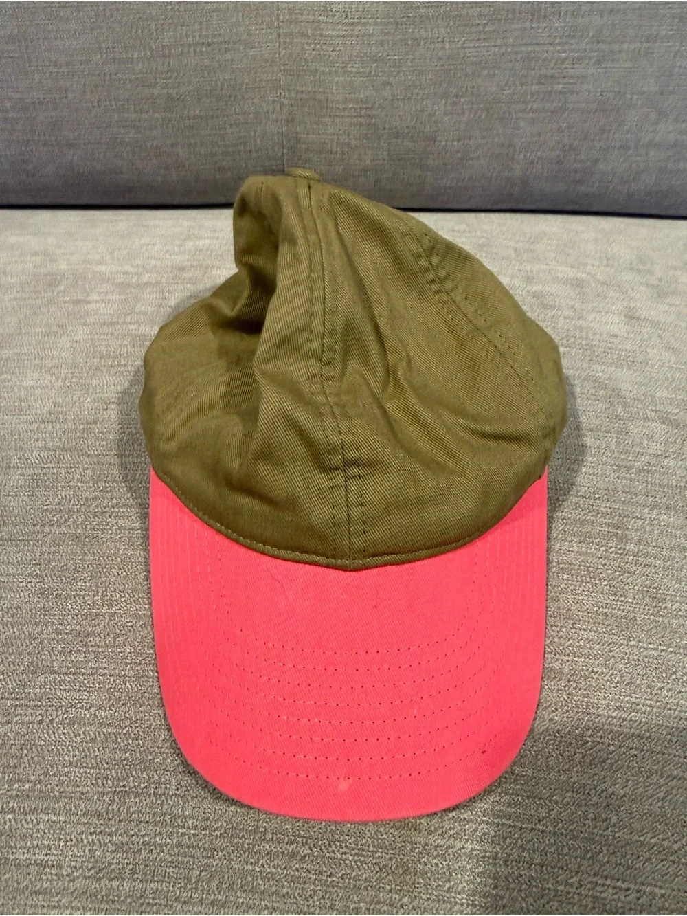 J.Crew Women’s Olive Green/Tan Coral Pink Baseball Cap